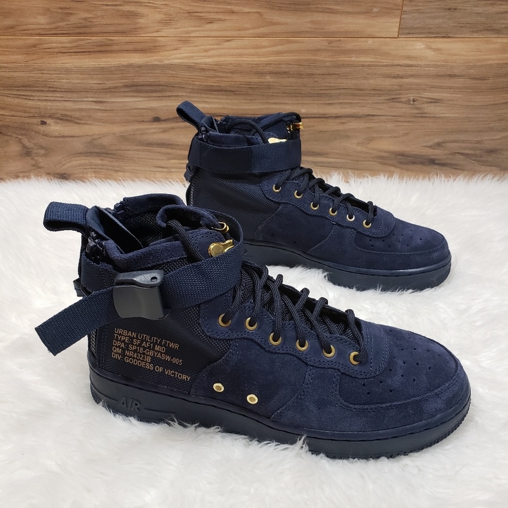 New Nike SF Air Force 1 Mid Navy Blue Sneakers - Picture 5 of 8
